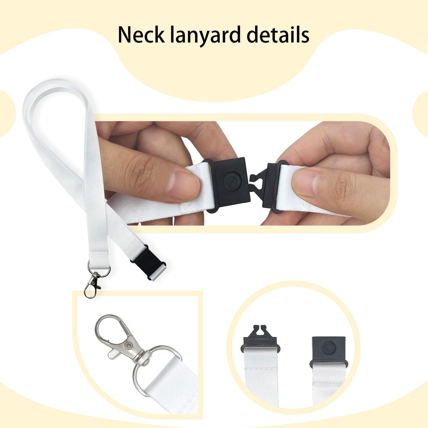 YOUKE OLA 50 Pack Sublimation Lanyards Blank Bulk White Sublimation Lanyards with Detachable Buckles Neck Lanyards Heat Transfer Lanyard for ID Badge Holder Keychain as Christmas Gifts