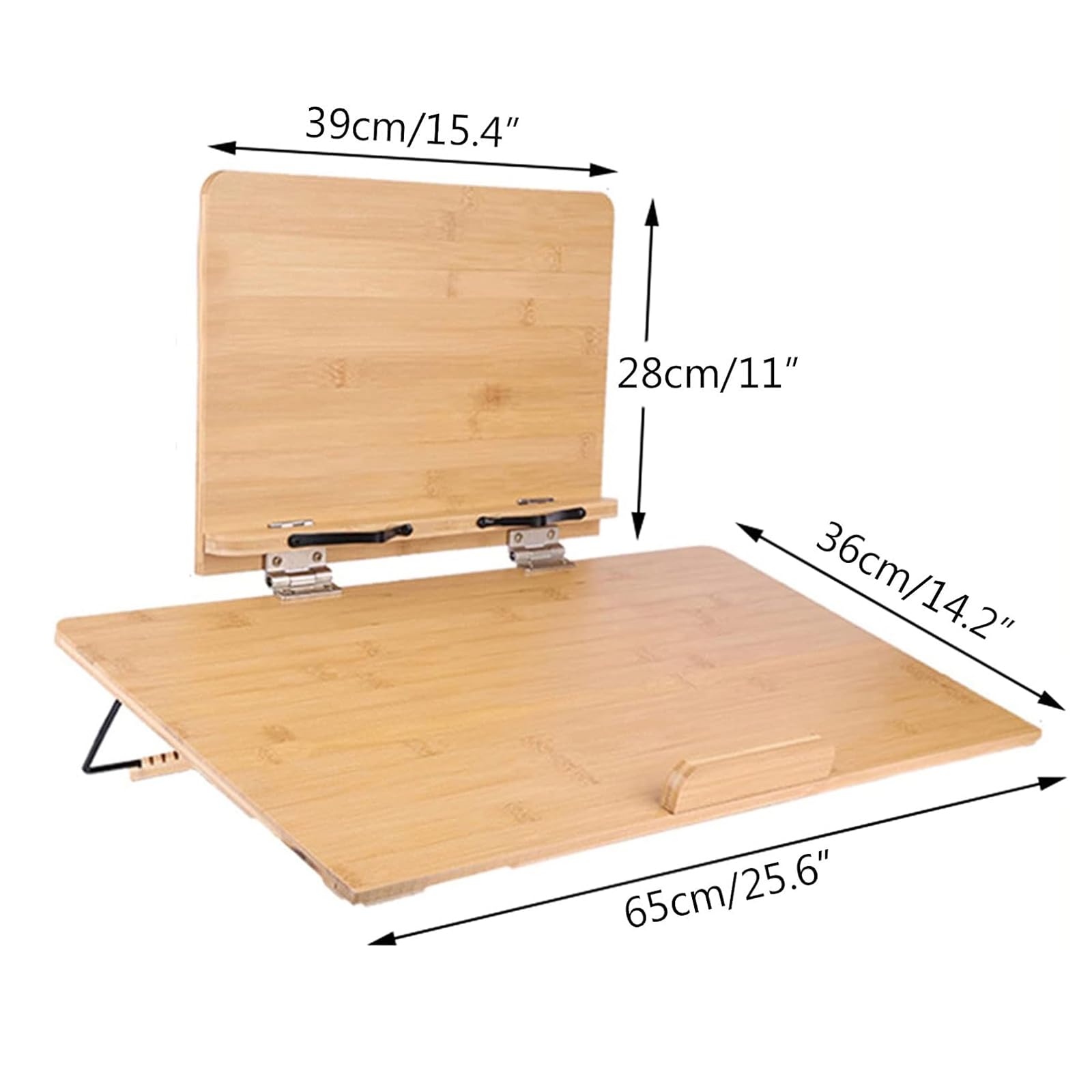 Support De Livre/tablette Rotatif 360° En Bambou - Réglable En Hauteur, Inclinable - Bureau Ergonomique, Cuisine