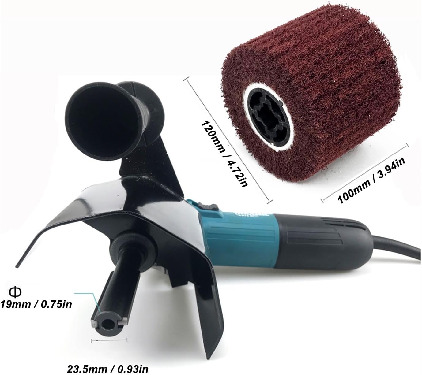 Burnishing Polishing Machine, Handheld Metal Polishing Machine with Adjustable Speed, Auxiliary Handle, M10 Angle Grinder Accessory Set, for Surface Condition