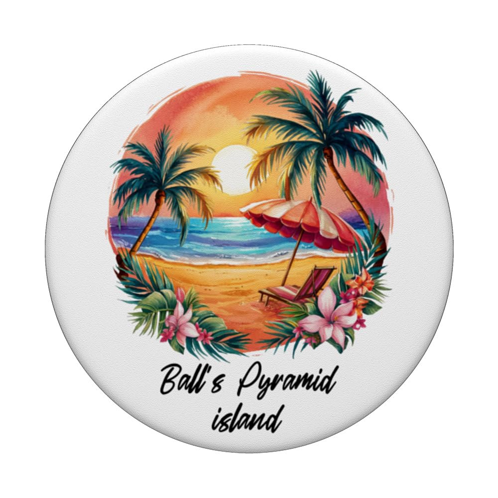 Ball's Pyramid Island Travel, Tourist Summer Vacation PopSockets Swappable PopGrip, Black - Image 3