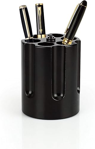 Caliber Gourmet Revolver Pen Holder, Paper Weight, Desktop Organizer, black, Cast Aluminum Heavy Duty holder - Office Accessory, Christmas Gift
