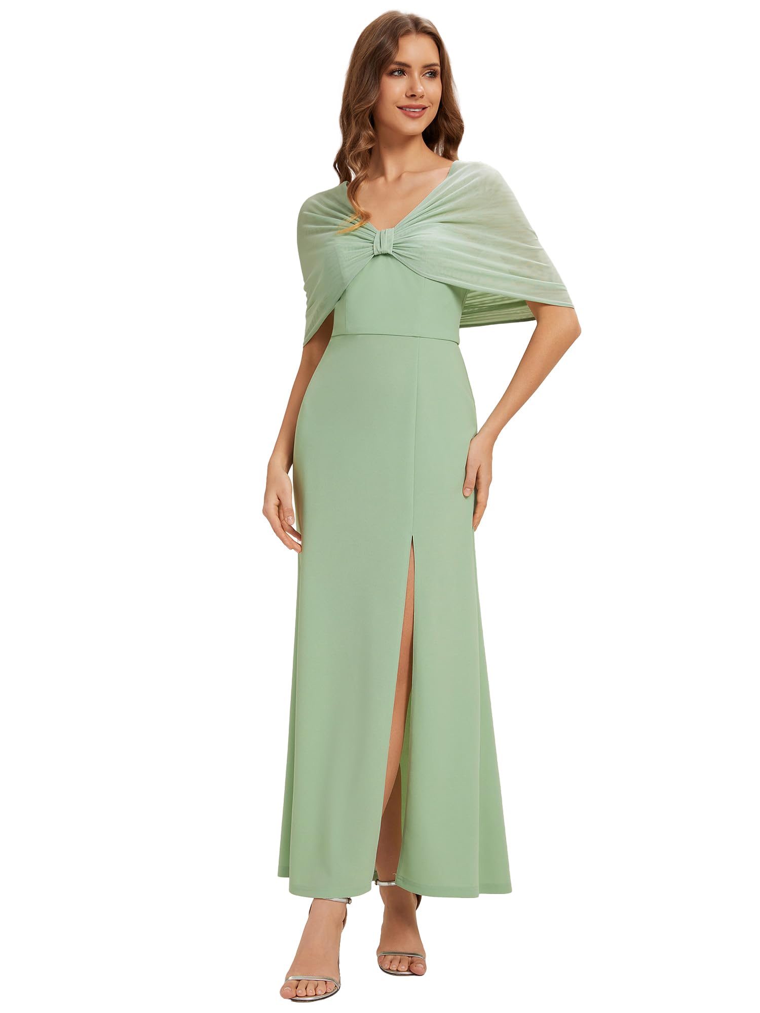 Ever-Pretty Abiti da Damigella Tubetop Maniche Corte Maglieria Maxi Linea Dritta ES02693
