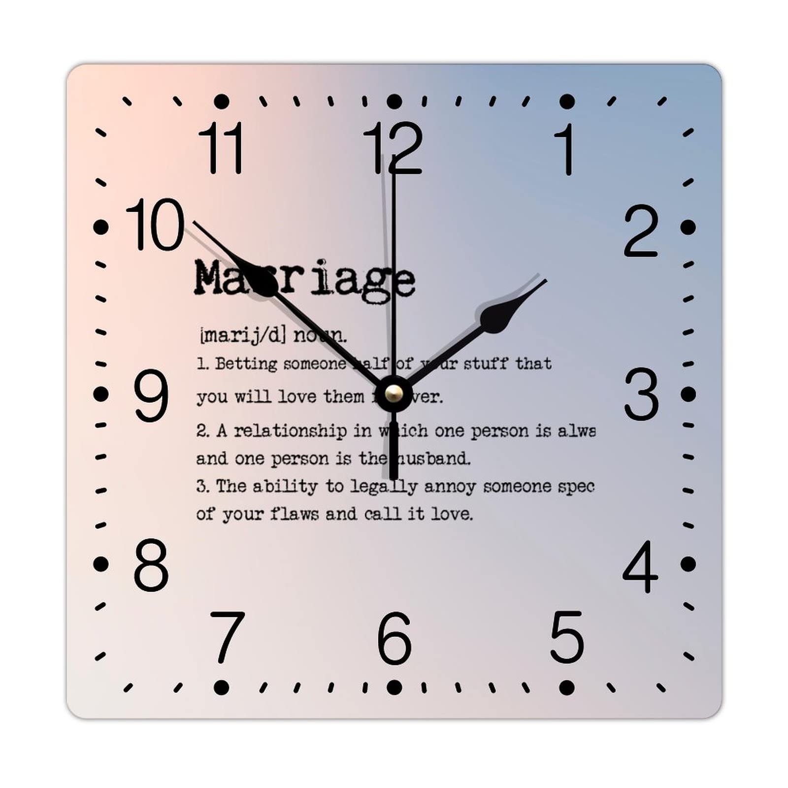 Horloge murale carrée avec dictons spirituels en PVC rigide de 30,5 cm