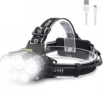 Lampe Frontale Rechargeable v10000, 22000 Lumens, 10 LED Ultra