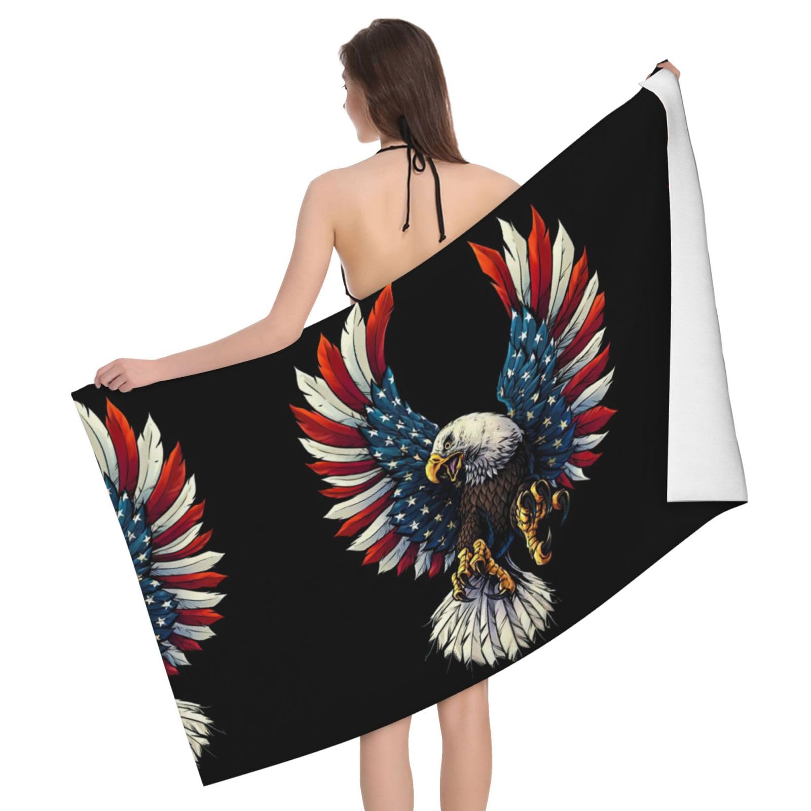 Serviette de bain absorbante microfibre drapeau américain drap de douche sport yoga