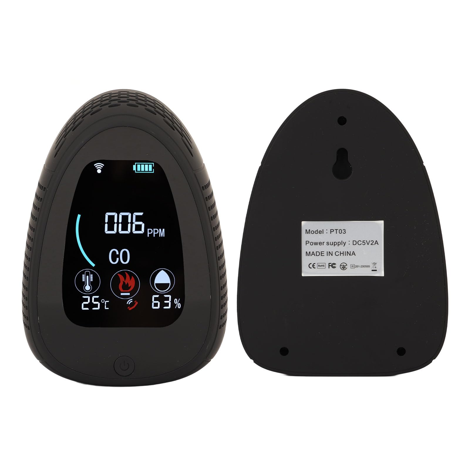 Detector de Calidad del Aire Interior 5 en 1 con Pantalla LCD Grande y