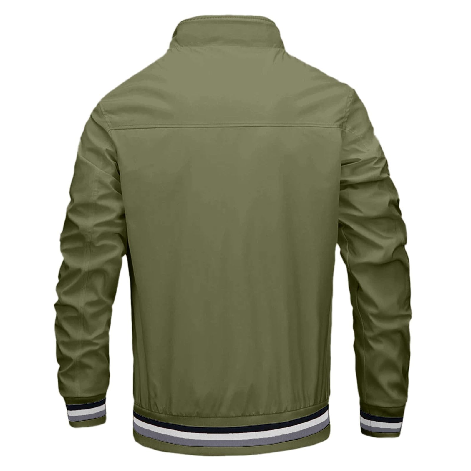 Chaqueta bomber para hombre con cremallera, elegante chaqueta informal con estampado de ciervo y puños de contraste, chaqueta ligera de entretiempo para el día a día y el tiempo libre