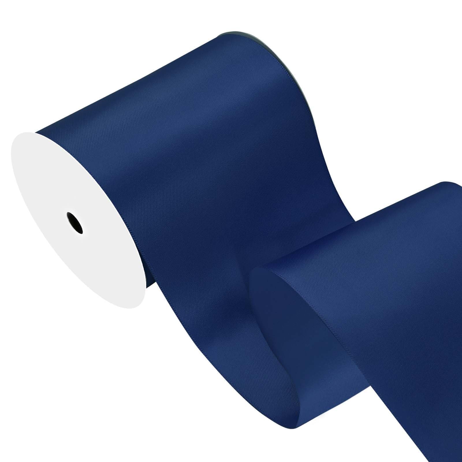 Navy Blue Satin Ribbon 4 inch X 15 Yards Polyester Ribbon for Gift Wrapping Very Suitable for Weddings Party Hair Bow Invitation Decorations and More