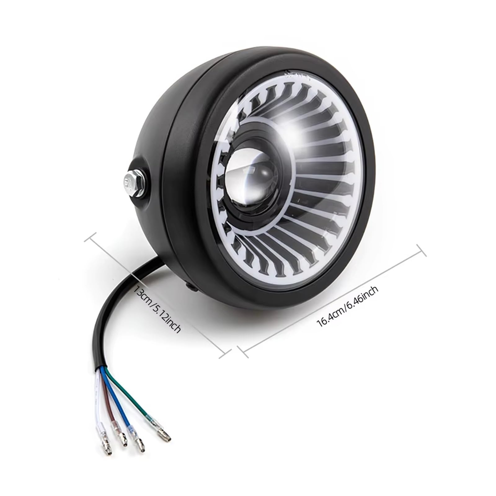 Faro Anteriore Moto per Sporter, per Softail per Chopper, per Custom Universale Moto Faro LED Vintage da 6,5'' Abbaglianti E Anabbaglianti