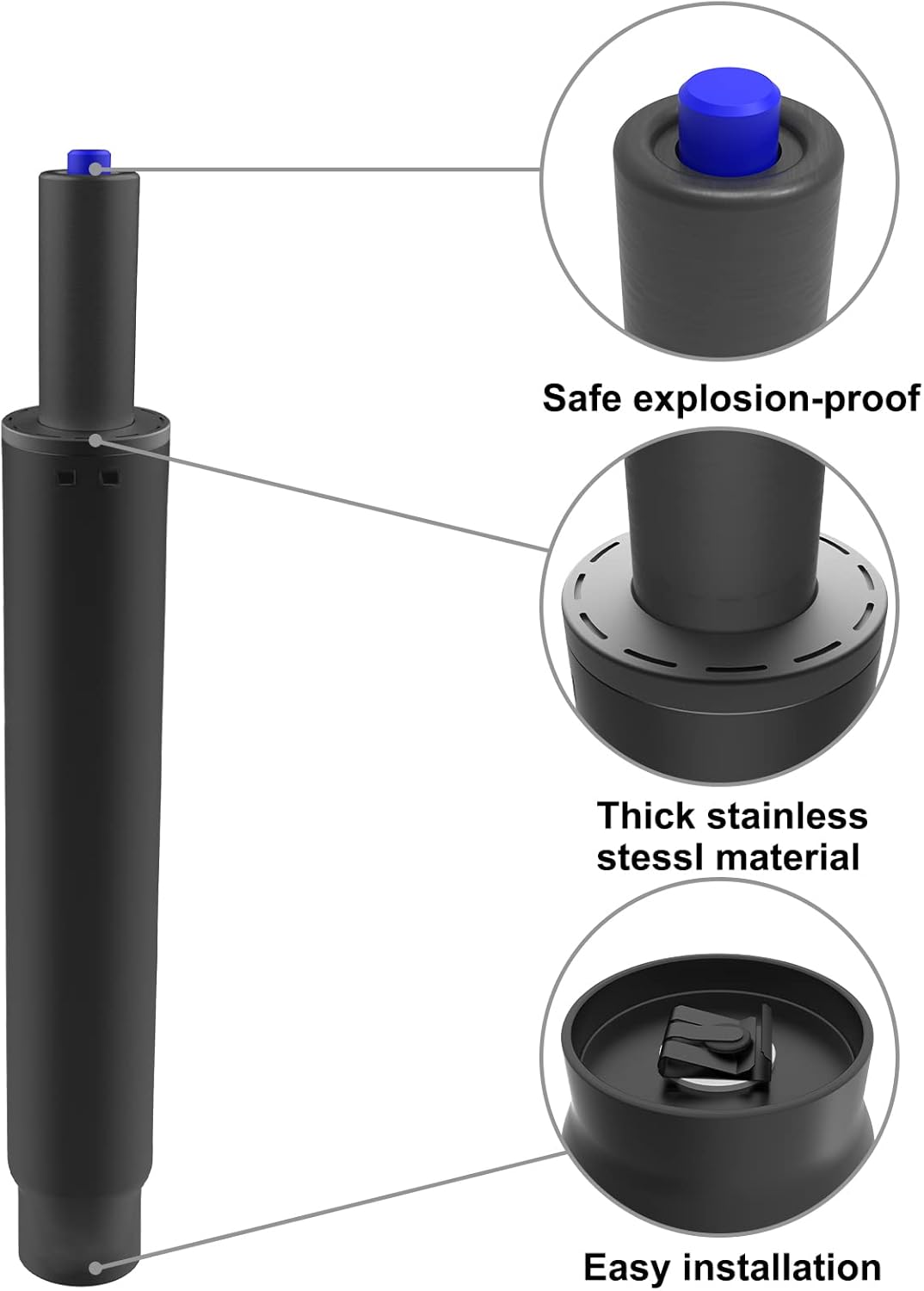 MySit 8" Office Chair Gas Lift Cylinder Replacement Parts, Heavy Duty 450lbs Long Stroke Hydraulic Pneumatic Shock Piston Universal Size Fits Most Chairs Tall Person, Class 4