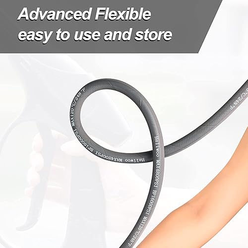 Miniatura 7 de Heliwoo Manguera de lavado a presión de 38 pulgadas de 50 pies, manguera de lavadora eléctrica de agua caliente y fría máx. 248 F, manguera de