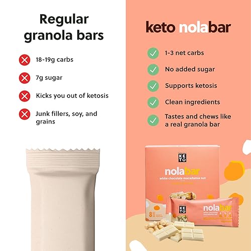 Vista 4 de Perfect Keto Barras Nola, sin gluten, barras de granola keto, bocadillos bajos en carbohidratos o barra de desayuno sin azúcar añadido, alimentos