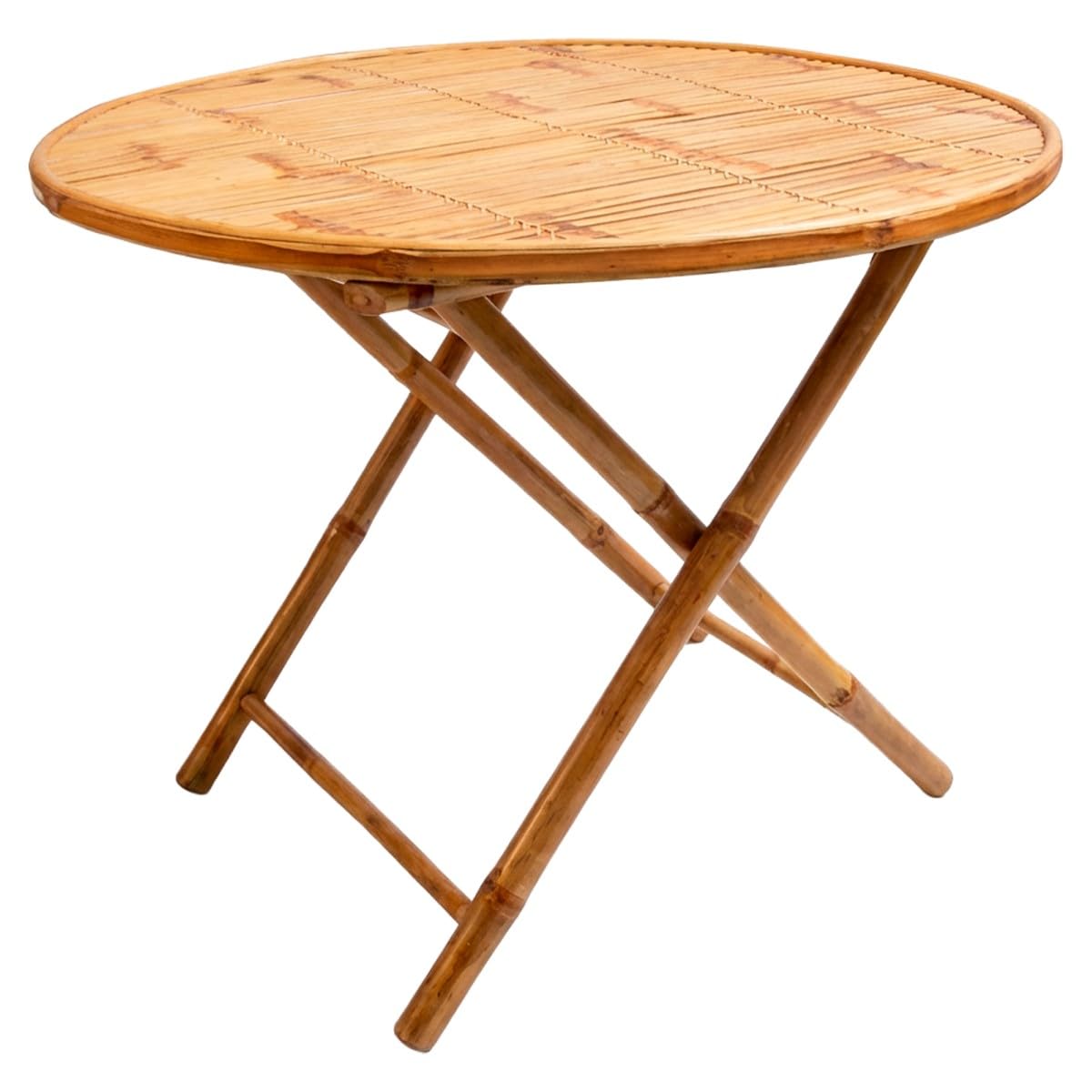 Mesa Auxiliar de Comedor de 90 cm - Mueble Natural de Bambú para Decoración y Uso Diario en Hogar