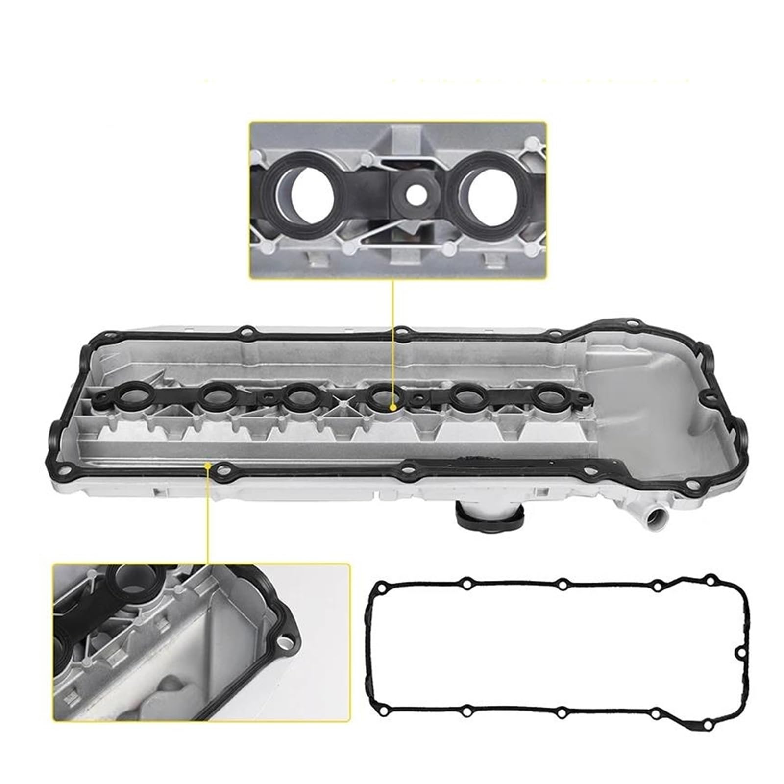 Guarnizione Coperchio Punterie 11127512839 11 12 7 512 839 Coperchio Valvole Motore In Alluminio Con Guarnizione Bulloni E Tappo Per M54 E46 325i 330i 525i X3 X5 2003-2006