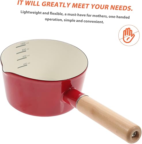 Miniatura 5 de Zerodeko Olla de leche pequeña de esmalte Calentador de queso Olla de leche para hervir olla calentador de mantequilla Sartén para fundir dulces