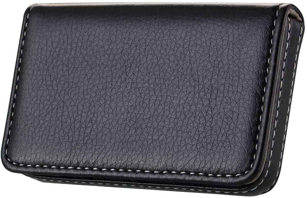 Wastar Stylish Business Card Case Holder Premium Pu Leather Name Card Holder Case with Supple Gift Bag (Ideal for Gift) - Black