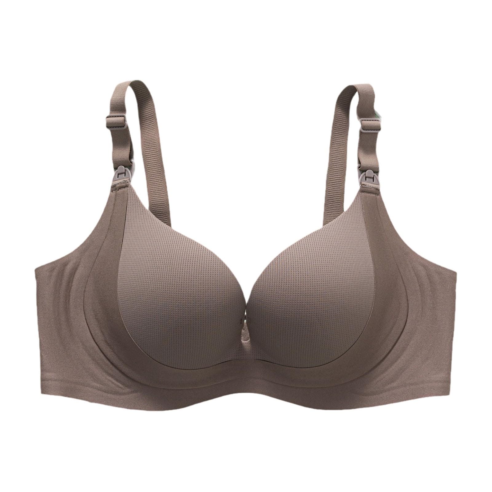 Women's Nursing Bra Thin Hollow Cup Breathable Maternity Push Up Sag, Brown, 16