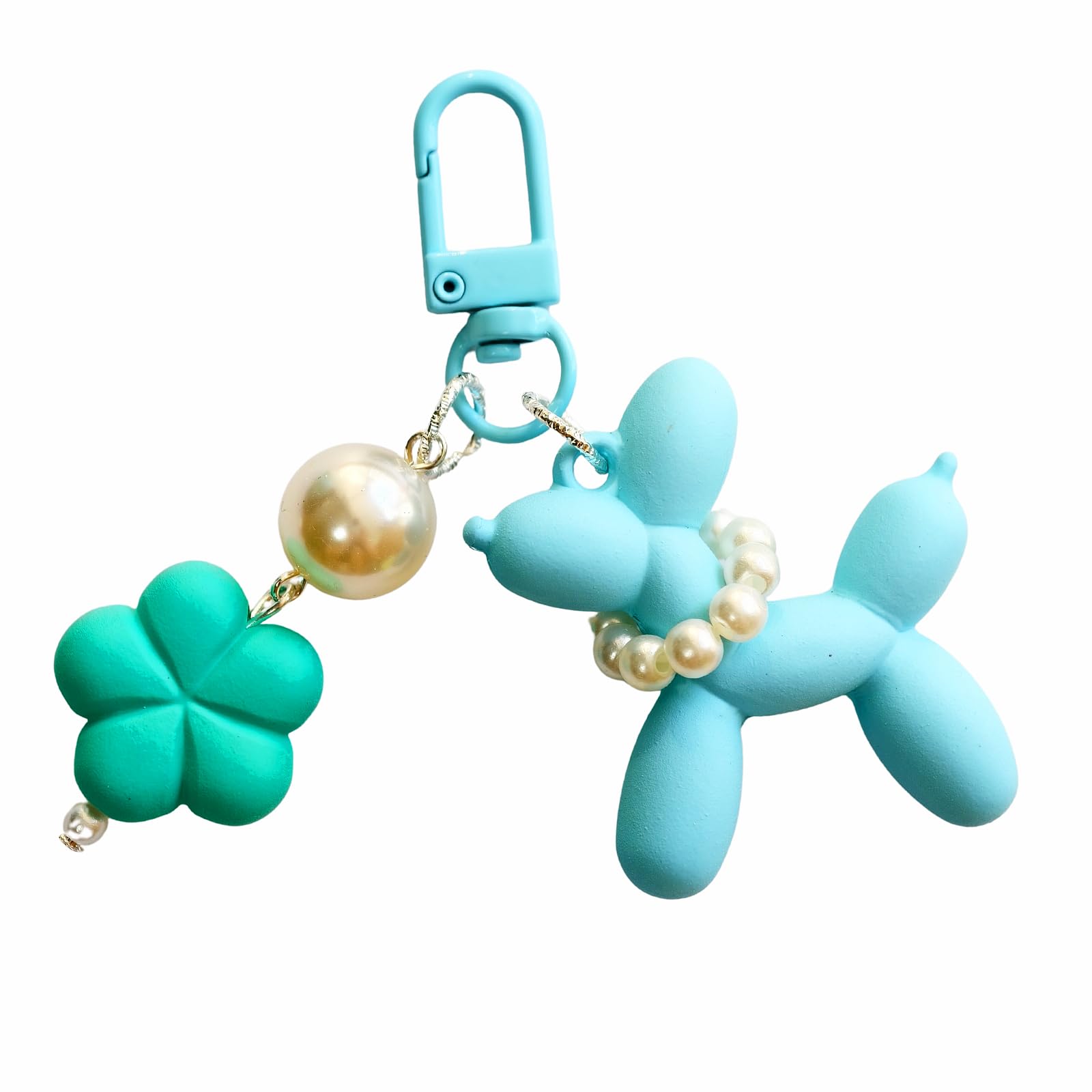 4-Pack Jelly Balloon Dog Keychains - Cute Resin Charm For Backpack, Purse, Keys (Pink, Blue, Gold, Silver)