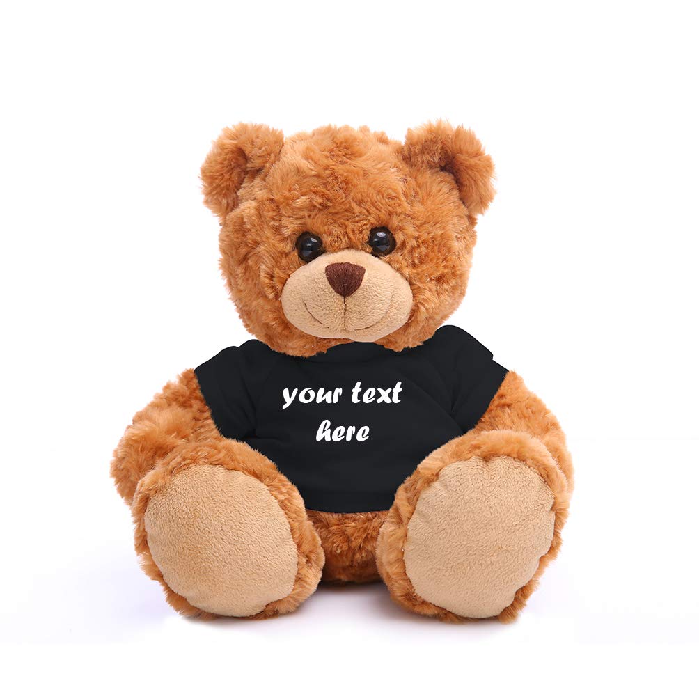 Plushland Teddy Bear 11 Inch, Stuffed Animal Personalized Gift - Great Present for Mothers Day, Valentine Day, Graduation, Birthday,Anniversary, get Well,Christmas (Mocha Bear, Black)