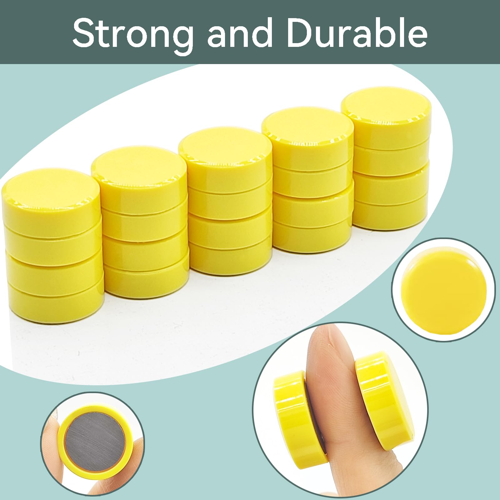 DUJEQM Fridge Magnets 30PCS Yellow, Strong Magnet Mini Round Decorative Magnets - Image 2