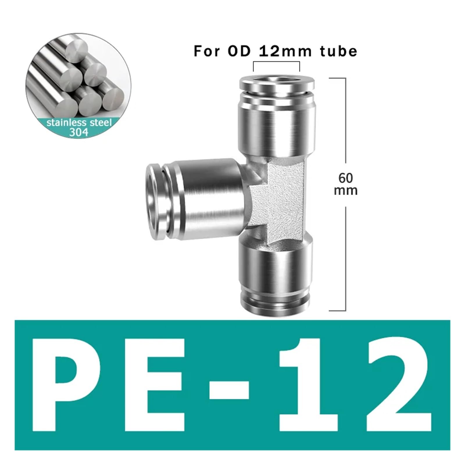 10 pezzi PU PV PE PY 304 acciaio inossidabile metallo pneumatico attacco rapido 4 6 8 10 12 mm raccordo tubo aria connettore(PE-12)