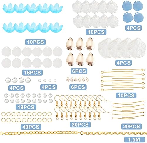 Miniatura 2 de SUNNYCLUE 1 caja de 10 pares de dijes acrílicos de flores florales 3D, kit de fabricación de aretes de lirio de cala para hacer joyas, iniciadores