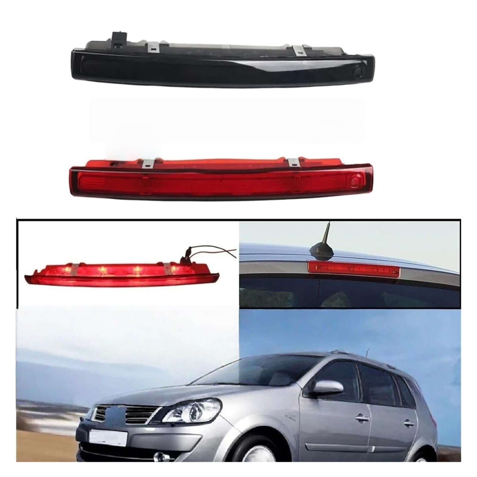 Luz Freno Trasera Alto Nivel Luz De Freno LED Lámpara Parada Adicional Alta Montada Tercera Posición para Megane para Scenic II Mk2 Hatchback 2002-2009(Black)