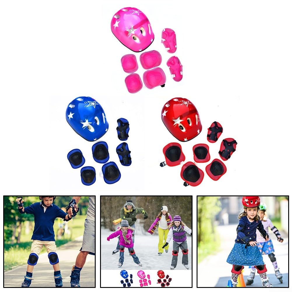 Casco di sicurezza completo per bambini con ginocchiere, gomitiere e polsiere, per bambini dai 5 ai 16 anni, ideale per ciclismo, pattinaggio e gioco attivo