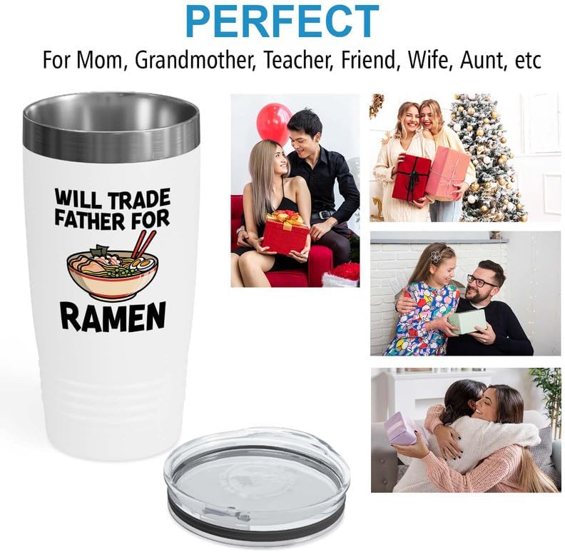 Food Lover Tumbler 20oz White -Will Trade Father - Food Vlogger Chef Snack Lover Vegetarian Foodies Tacoholic Baker Culinarian Culinary Artist Pastries