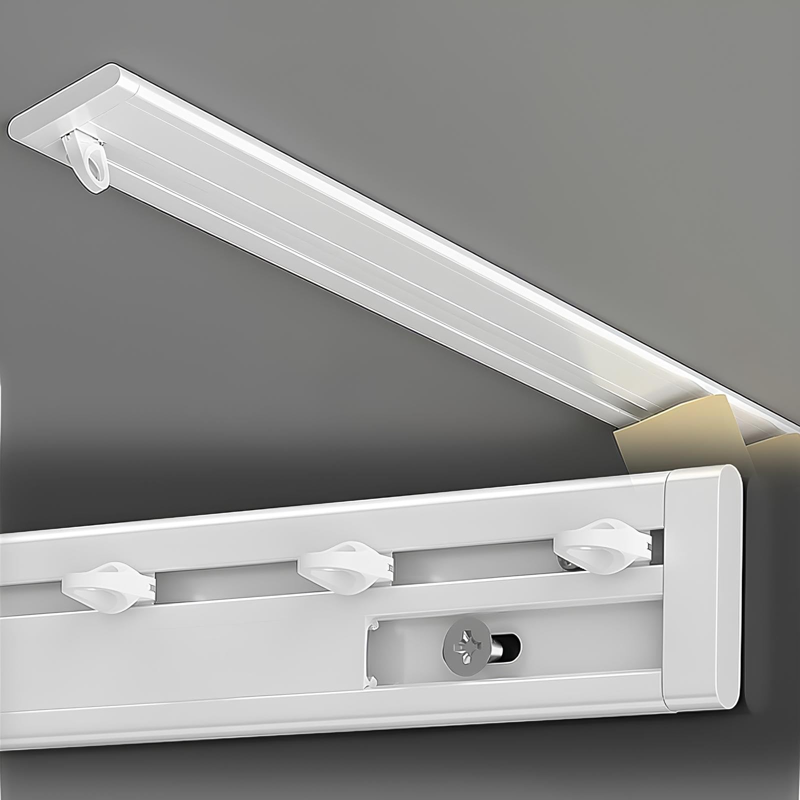 Rail De Rideau De Plafond Ultra-Fin Rideau Rail Tringle A Rideaux Silencieux En Alliage D'aluminium Pour Bureau, Salon, Chambre(160cm (2 * 80cm))