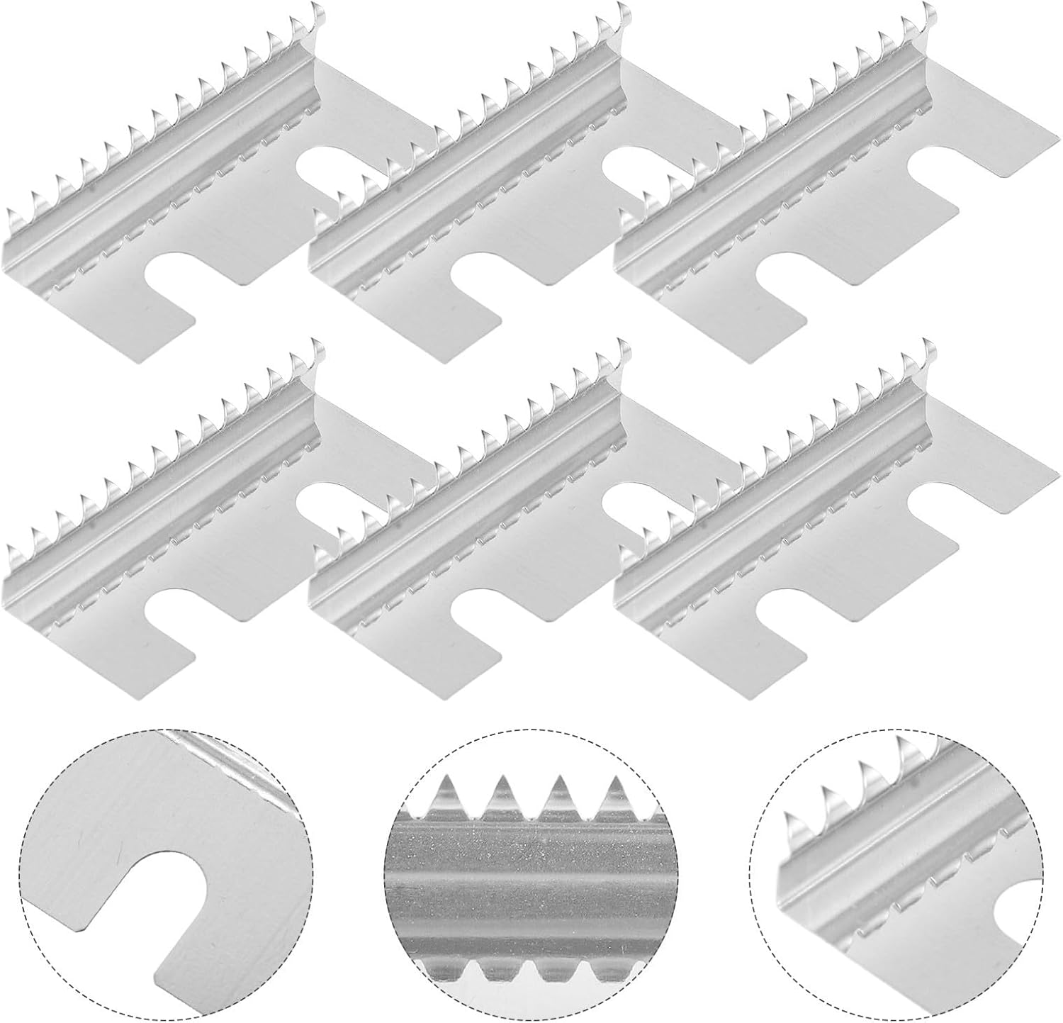 MAGICLULU 6pcs Replacement Tape Cutter Blade for Package Tape Dispenser with Serrated Stainless Steel Teeth, 1.6x0.7x0.3 Inch Heavy Duty Cutter Blade for Carton Sealer and Shipping Box