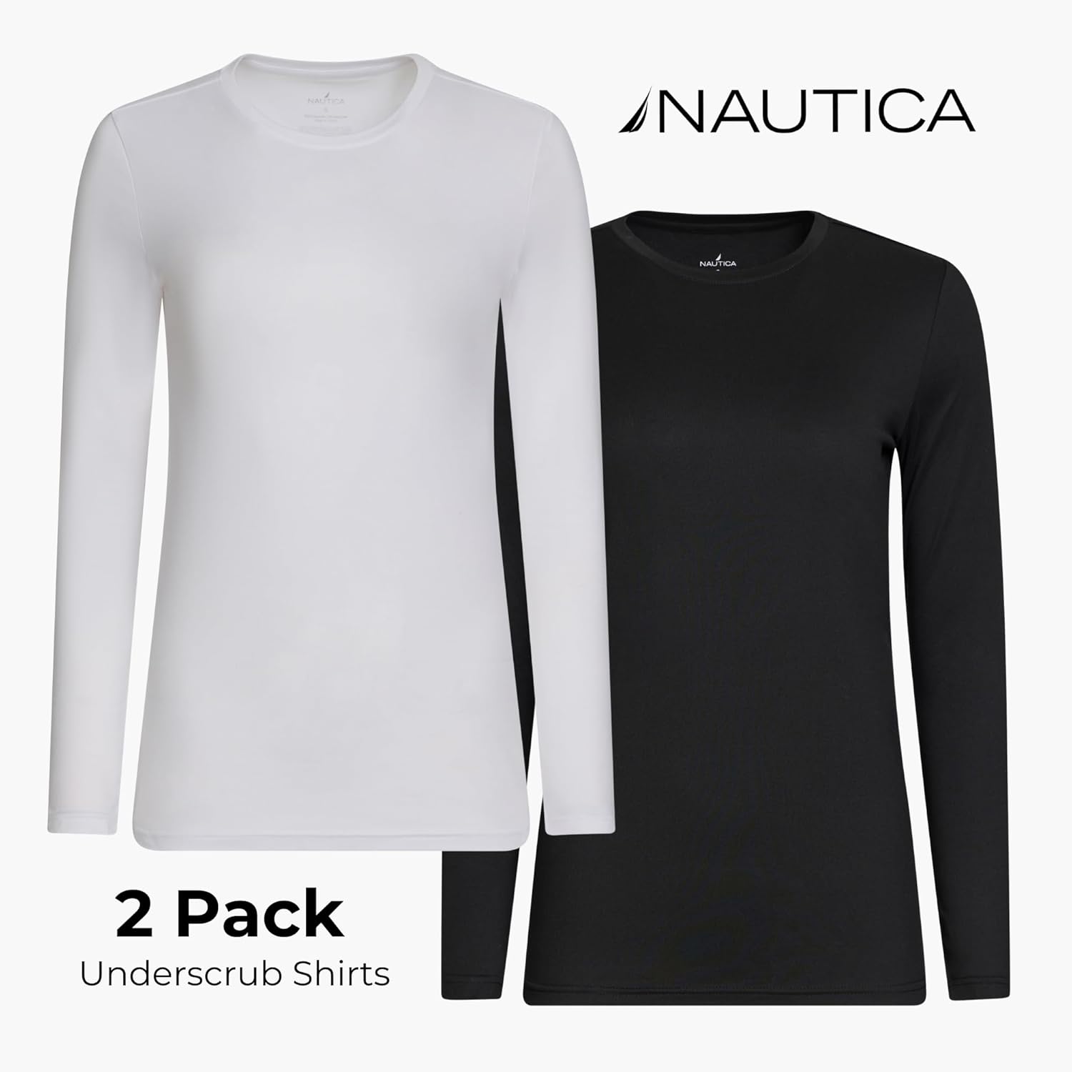 Nautica Underscrub Long Sleeve Women 2 Pack - Soft Under Scrubs for Woman - Image 7