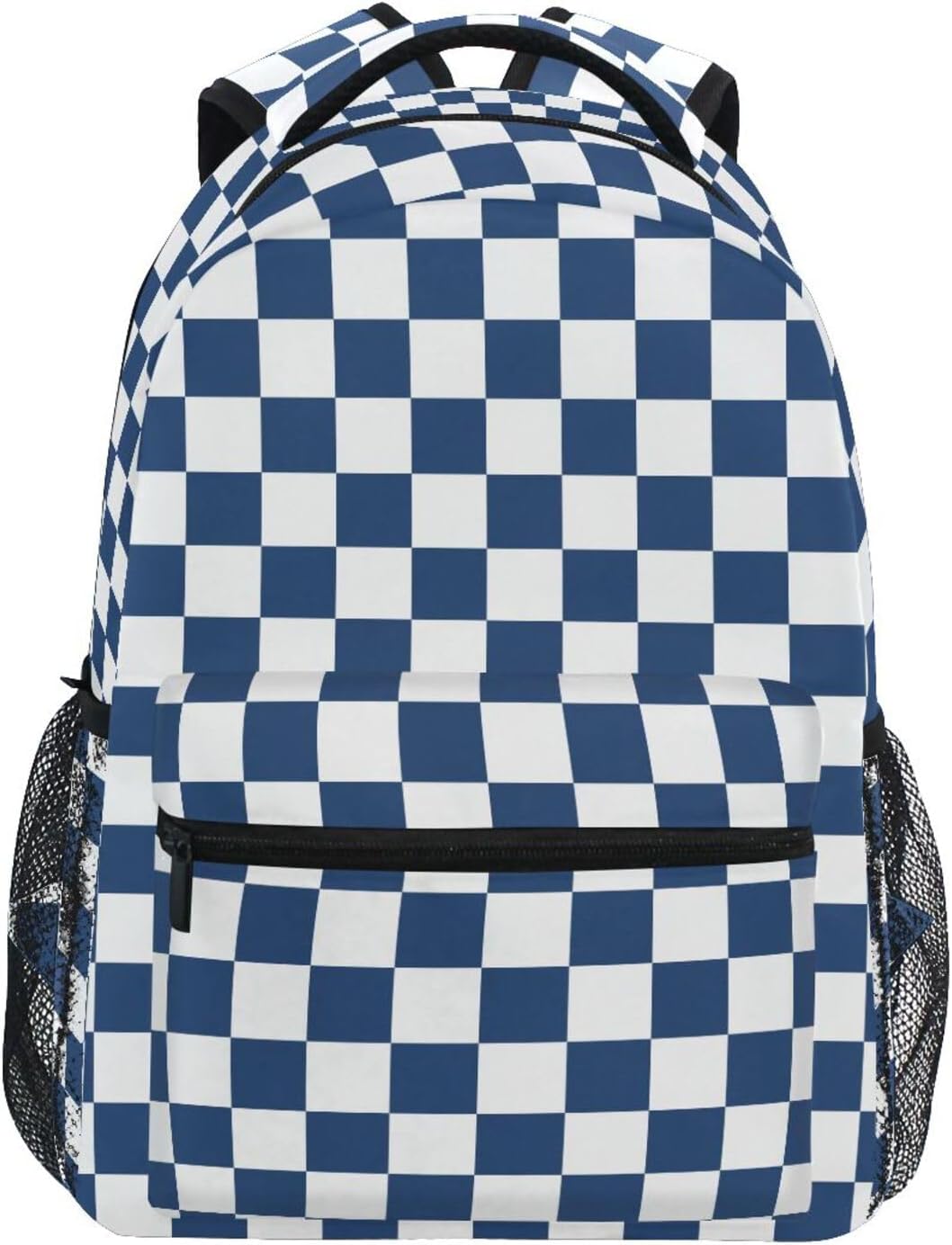 Blue White Checkered Plaid Backpack 3rd 4th 5th Grade School Bookbags Travel Laptop Daypack Bag Purse for Boys Girls Teens