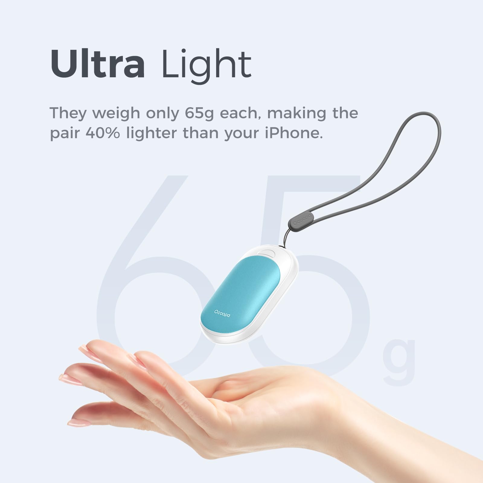 OCOOPA Scaldamani Ricaricabili Magnetico 2 in 1, Scalda Mani Elettrico Portatile, Ultra leggero & Ultrasottile, Calore con 3 Livelli, Riutilizzabile Regali, Adatto per attività all'aperto, UT3 Lite
