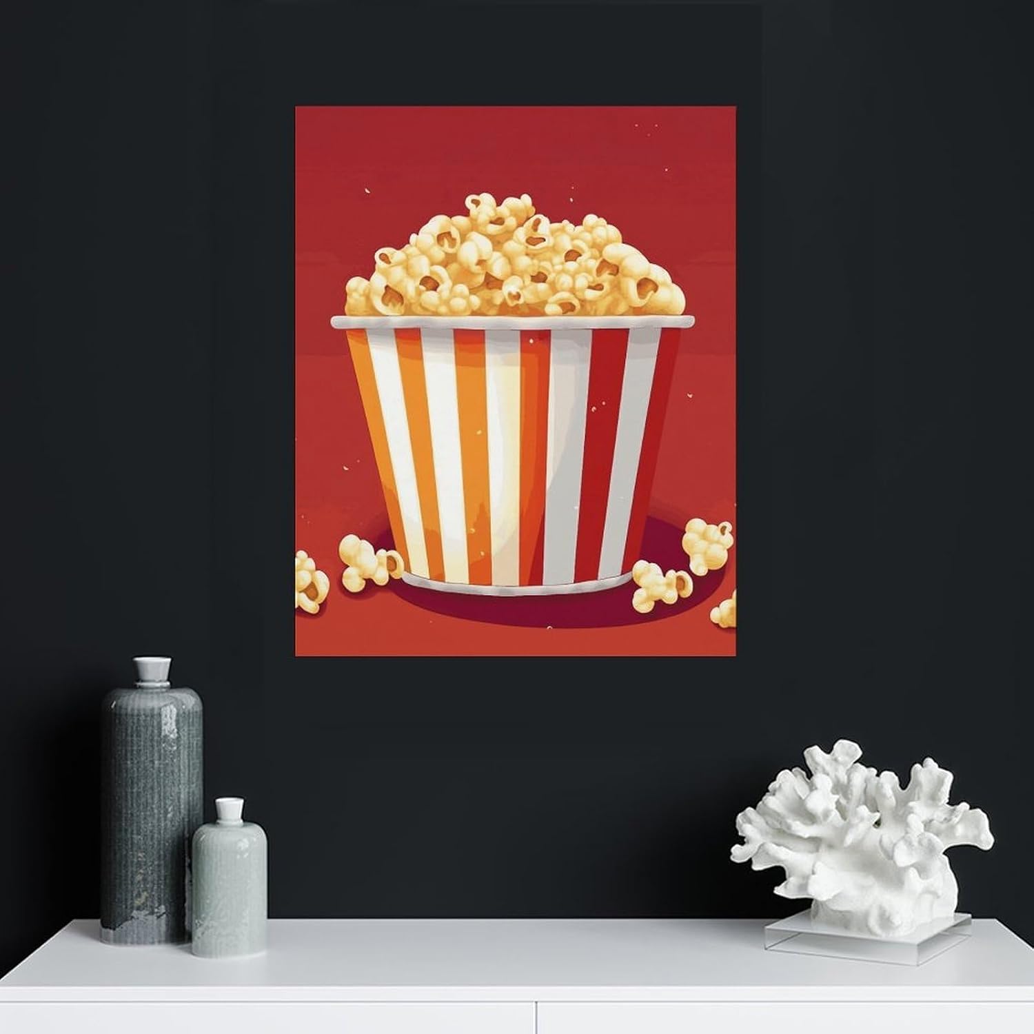 Cartoon Popcorn Wall Art Canvas Painting for Home, Personalized Pictures for Office Decor, Funny Poster Artwork for Hallway, Lightweight Art Prints for Living Room, Bedroom 08x10inch(20x25cm) image 4