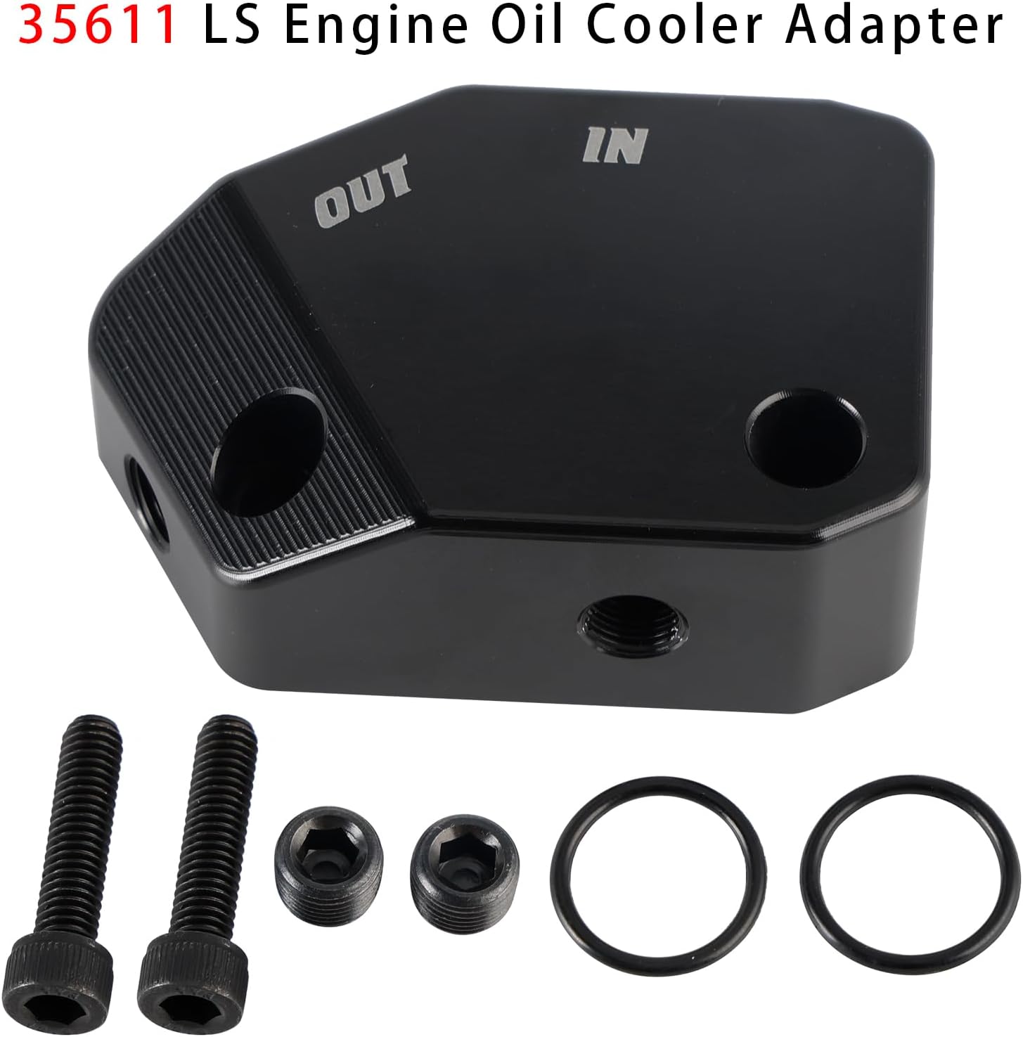 Areyourshop 35611 LS Engine Oil Cooler Adapter – Aluminum Oil Cooler Fitting Plate for GM LS-Series Engines, Direct Replacement Oil Line Adapter for LS Swap