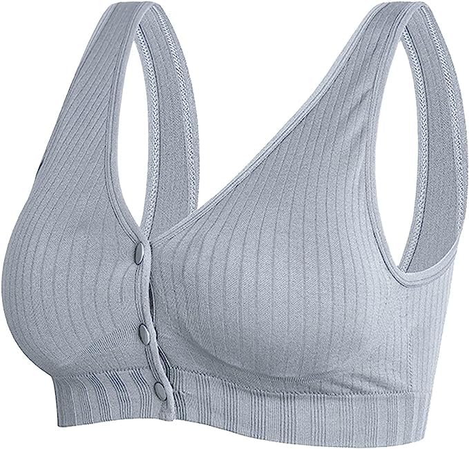Image of OMLAVIDA Women's Maternity Nursing Bra Wirefree Cotton Breastfeeding Pregnancy Bra Underwear Comfy Bralette Front Button Closure