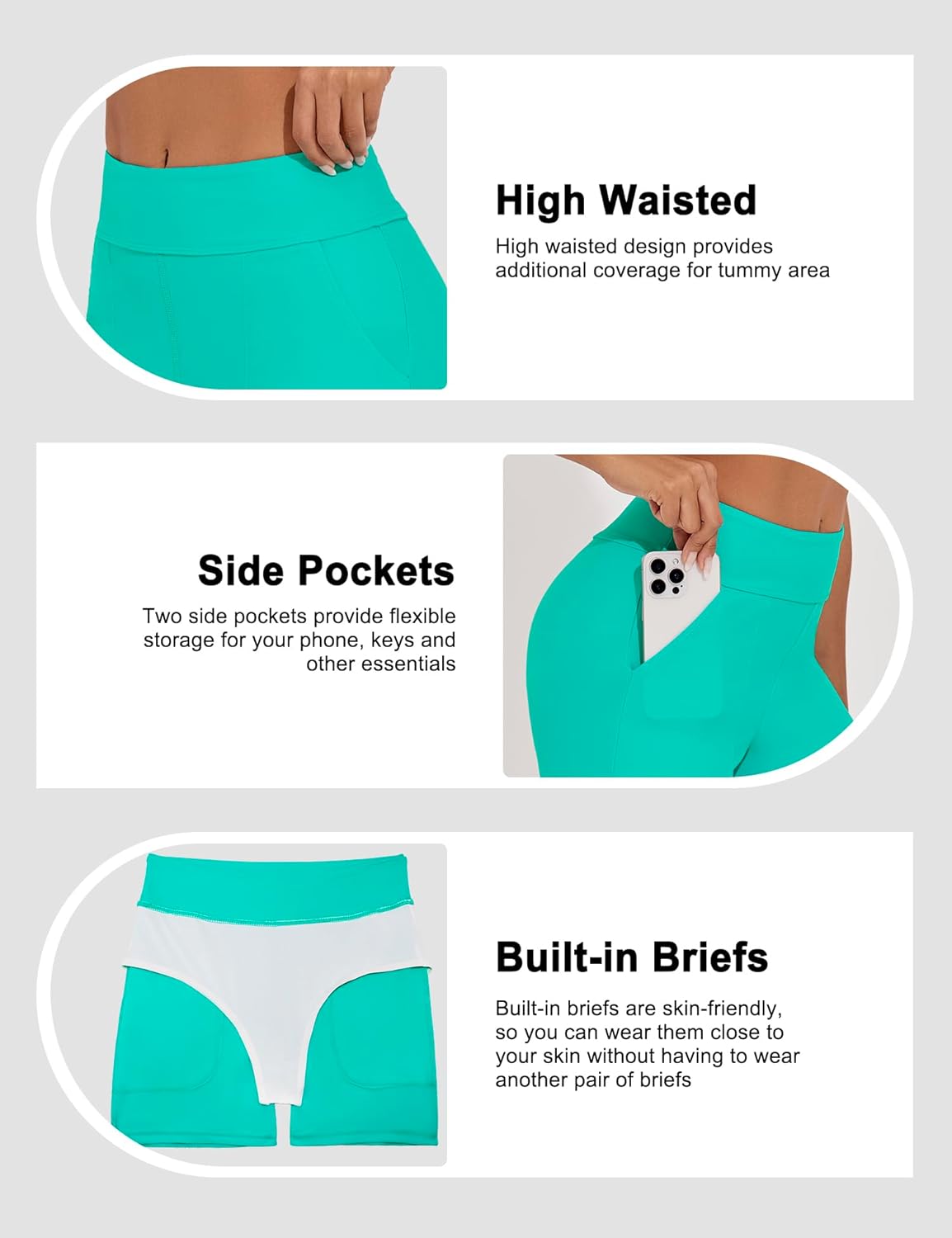 Bonneuitbebe Women's Swim Shorts High Waisted Bathing Suit Bottoms Swimwear Boyshort Swimming Swimsuit Board Shorts - Image 4