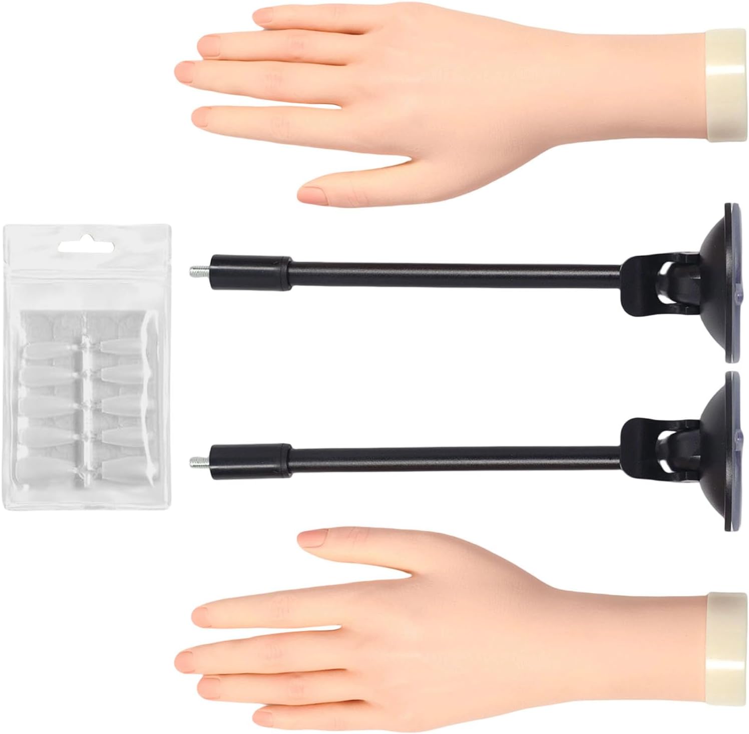 Silicone Nails Practice Hand Model with Interchangeable Tips and Slip Base for Realistic Training
