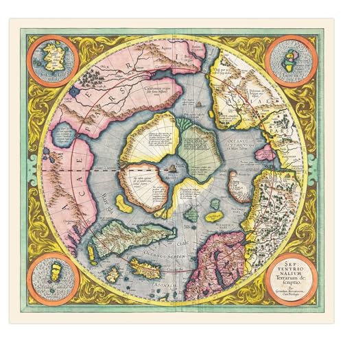 Doppelganger33 LTD Map 1606 Mercator Hondius Polar Arctic Large Poster Art Print