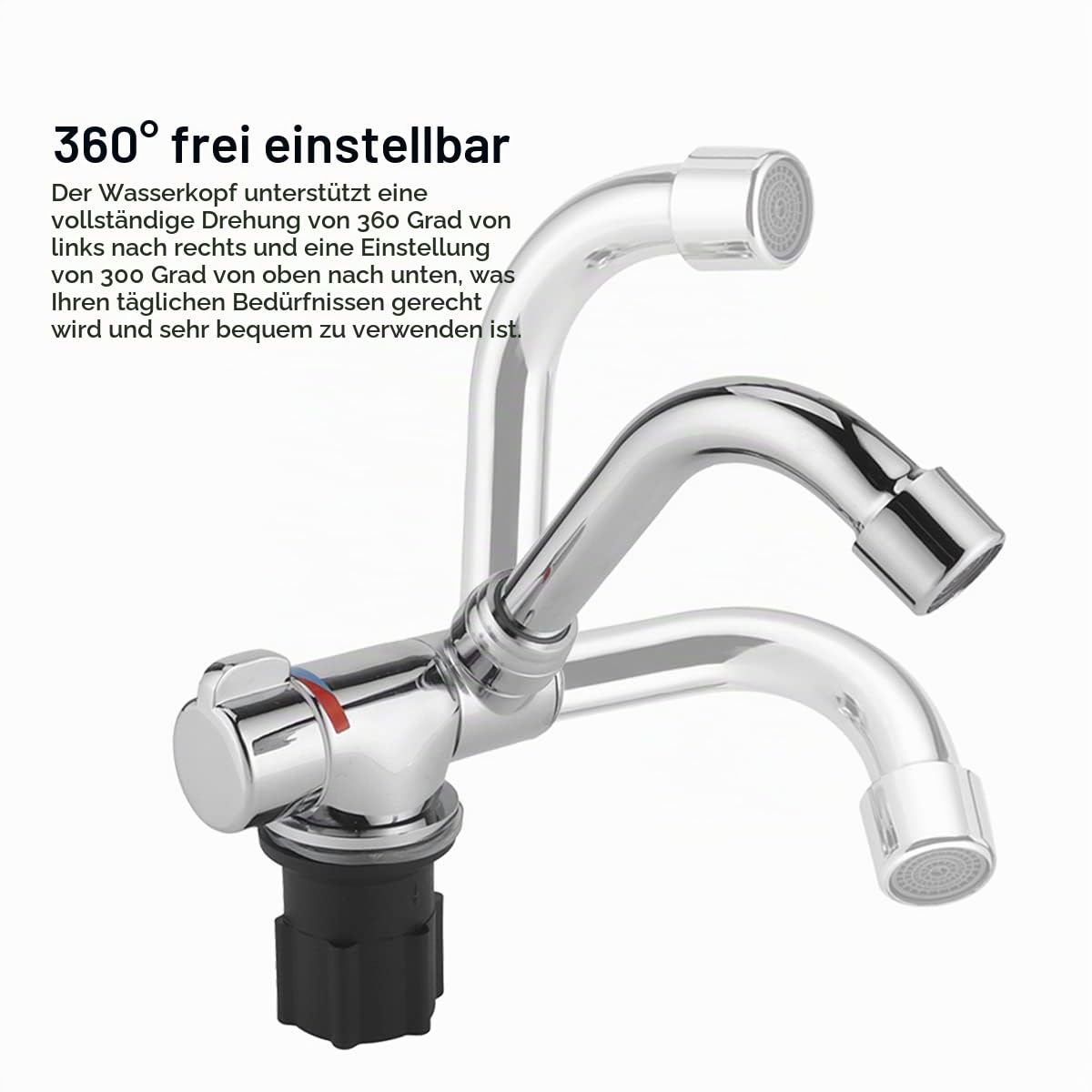 Wohnwagen Wasserhahn, G1 / 2in Gewinde Wasserhahn, 360 Rotation Einstellbare Heiß Kaltwasser Mixer Armatur, Falten 32-33 mm/1,26-1,3 Zoll Öffnungsgröße Montage Gewinde Küchenarmatur für Wohnmobil