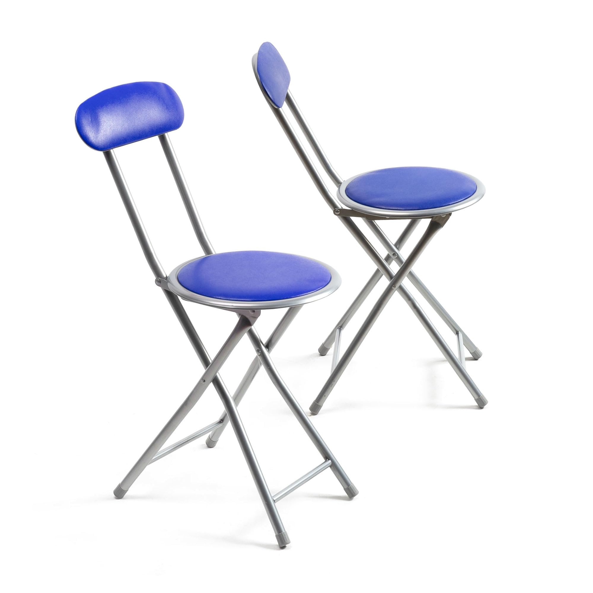 THE SECRET HOME - Pack de 1, 2, 4 y 6 Sillas Plegables de Cocina - Alto. 74 cm x Diámetro. Ø30 cm - Asiento Auxiliar para el Hogar (2, Azul, Al. 74 cm x D. Ø30 cm)