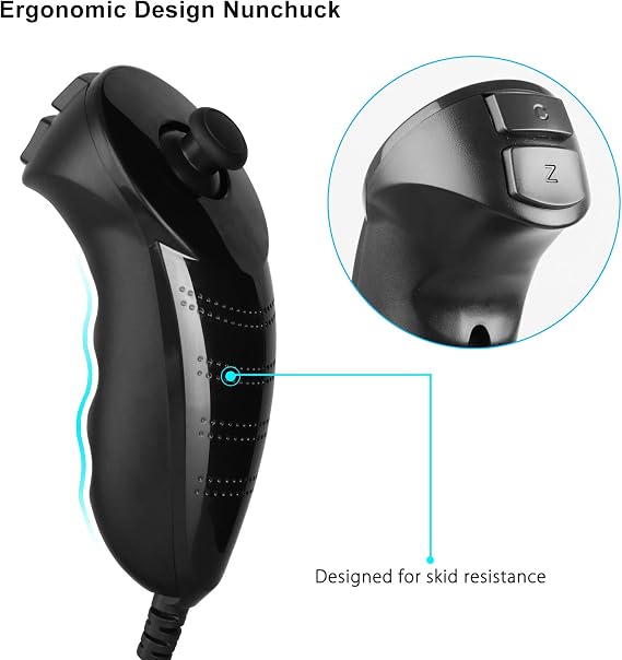 2Packs Nunchuck Controller Remote Replacement for Nintendo Nunchuk Wii Wii U Console