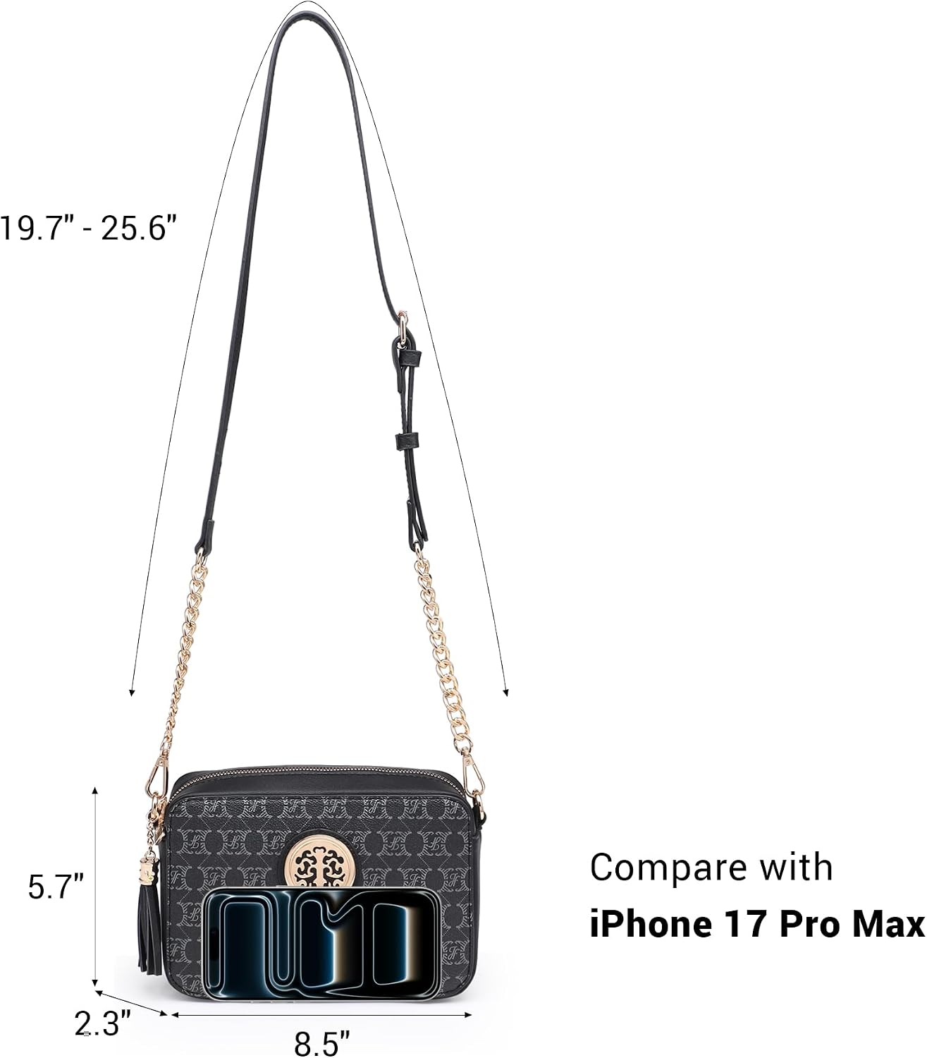 Stylish Lightweight Fashion Crossbody Bag for Women Chic Signature Shoulder Messenger Bag with Tassel Zipper Pocket