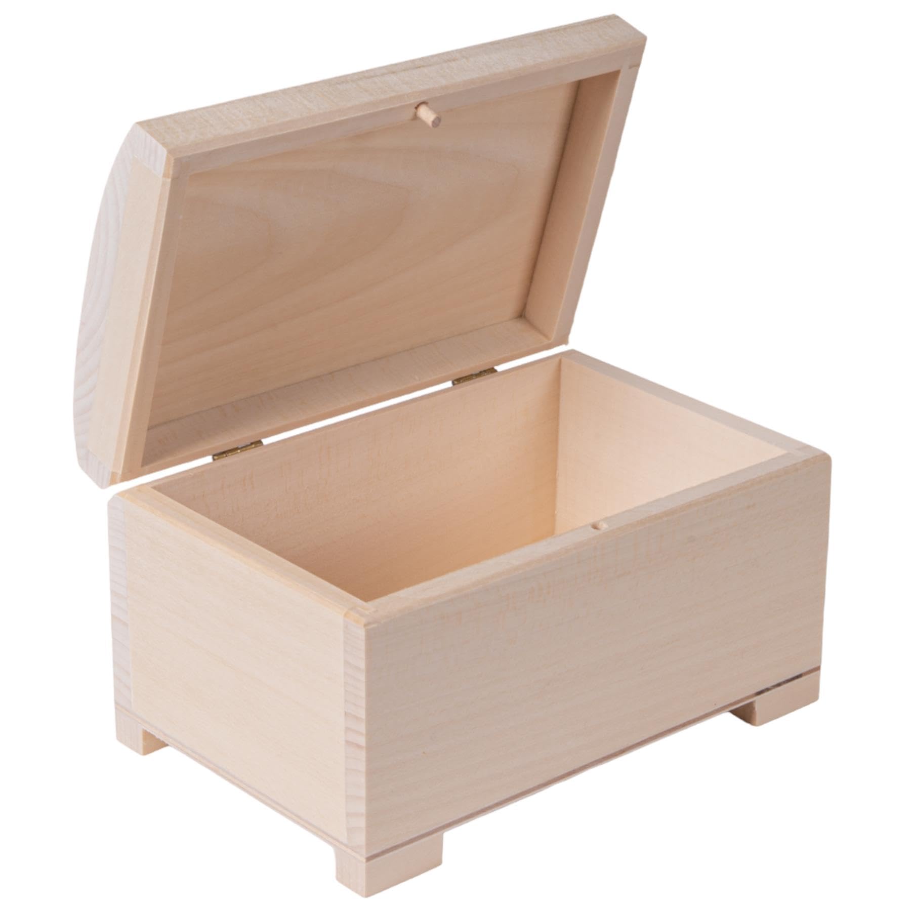 Small Tiny Keepsake Trinket Decorative Treasure Chest Gift Box | 17.5 x 11.5 x 10 cm | Jewellery Ring Bracelet Earrings Trinkets Keepsake Memory Case | Unpainted & Untreated Wood for Craft