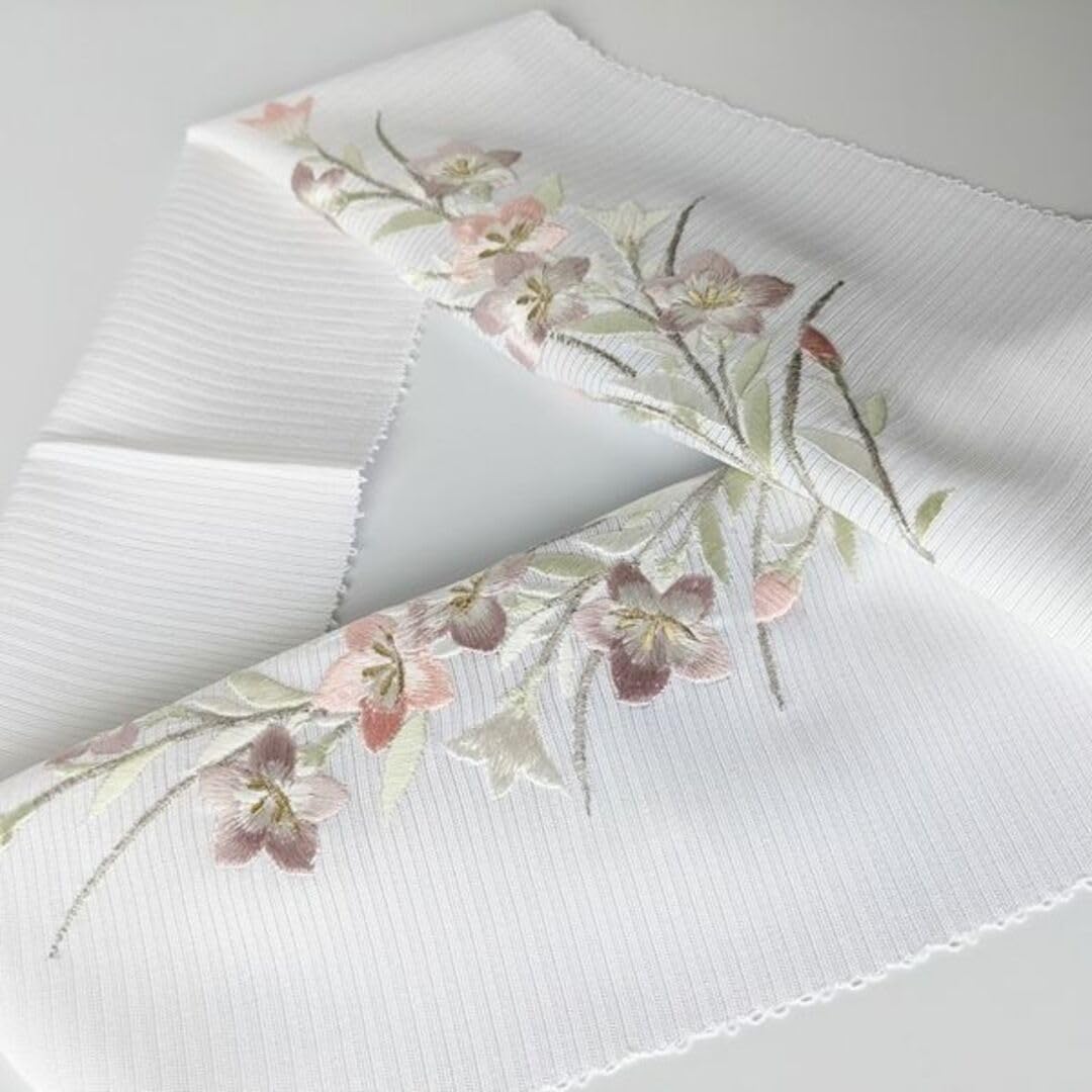 Amazon.co.jp: 夏 絽 正絹 刺繍半衿 桔梗 半襟 手刺繍 日本製衿秀 和想 