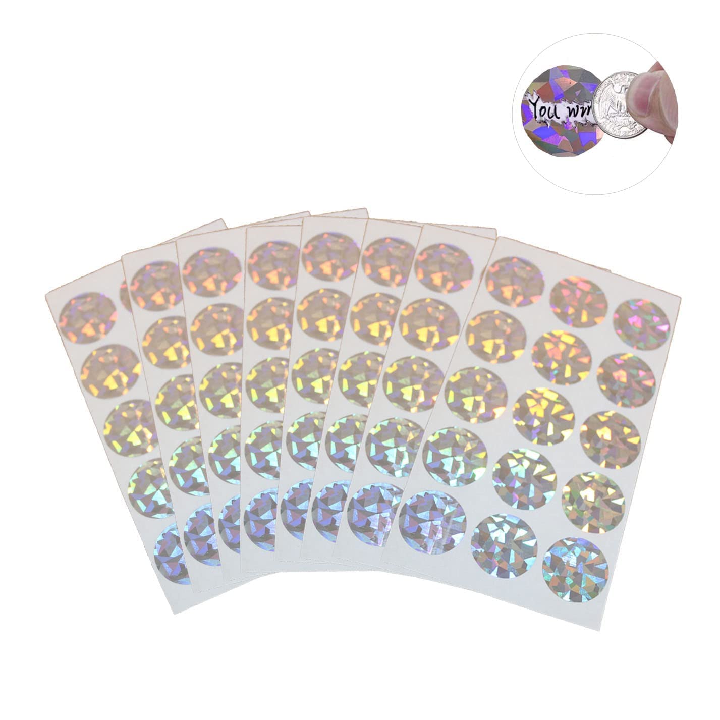 Krasstickers, kaarten, etiket, zilver, cirkel, kras-stickers, zelfklevend, voor doe-het-zelf, ansichtkaart, verrassing, brief, geheime boodschap, gastenboek, 300 stuks