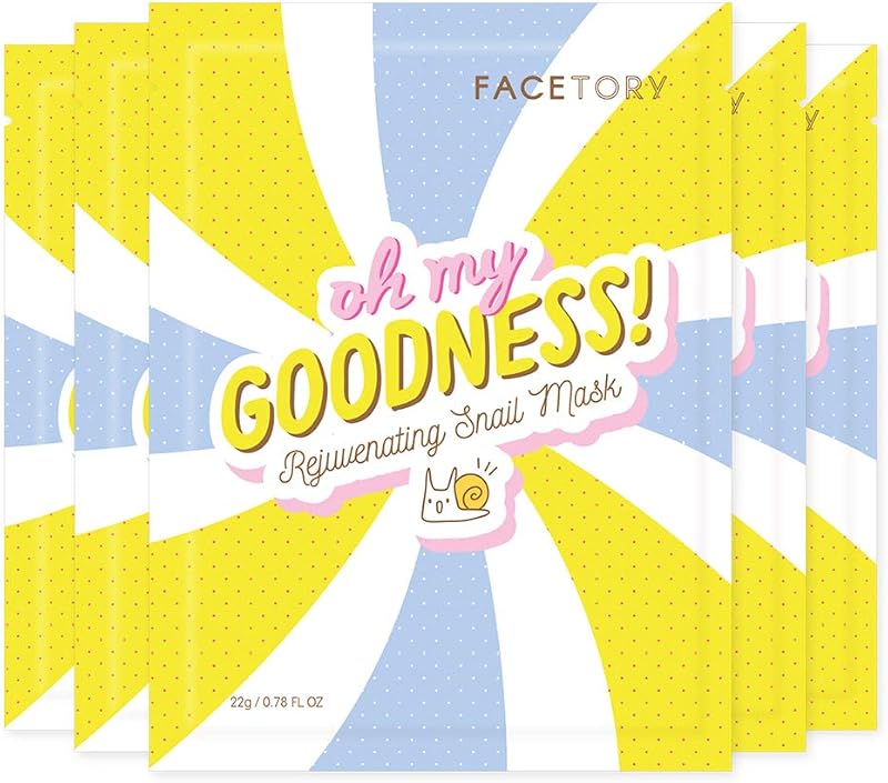 FACETORY Oh My Goodness Máscara Facial Coreana com Mucina de Caracol, Pacote com 5