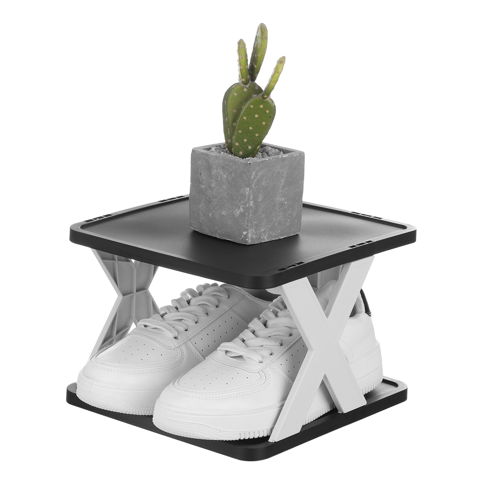 Étagère à chaussures verticale à 2 niveaux meuble pliable noir