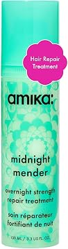amika midnight mender strength repair overnight hair mask - leave in conditioner + split end treatment for damaged + brittle strands - repairing hair care to reduce breakage + smooth strands (100 ml)
